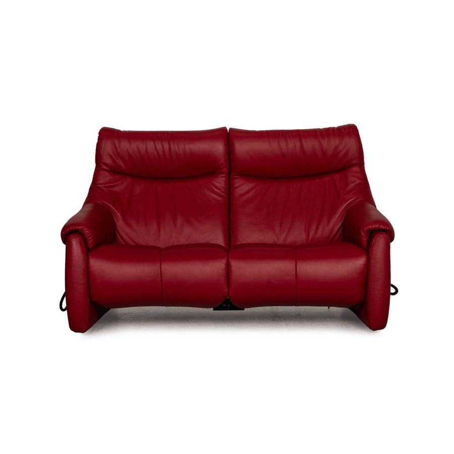 Himolla Cumuly Two Seater Leather Red Sofa Couch Electric Function