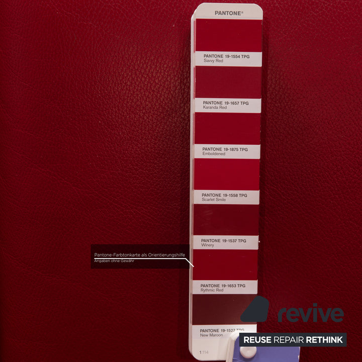 Himolla Cumuly Two Seater Leather Red Sofa Couch Electric Function