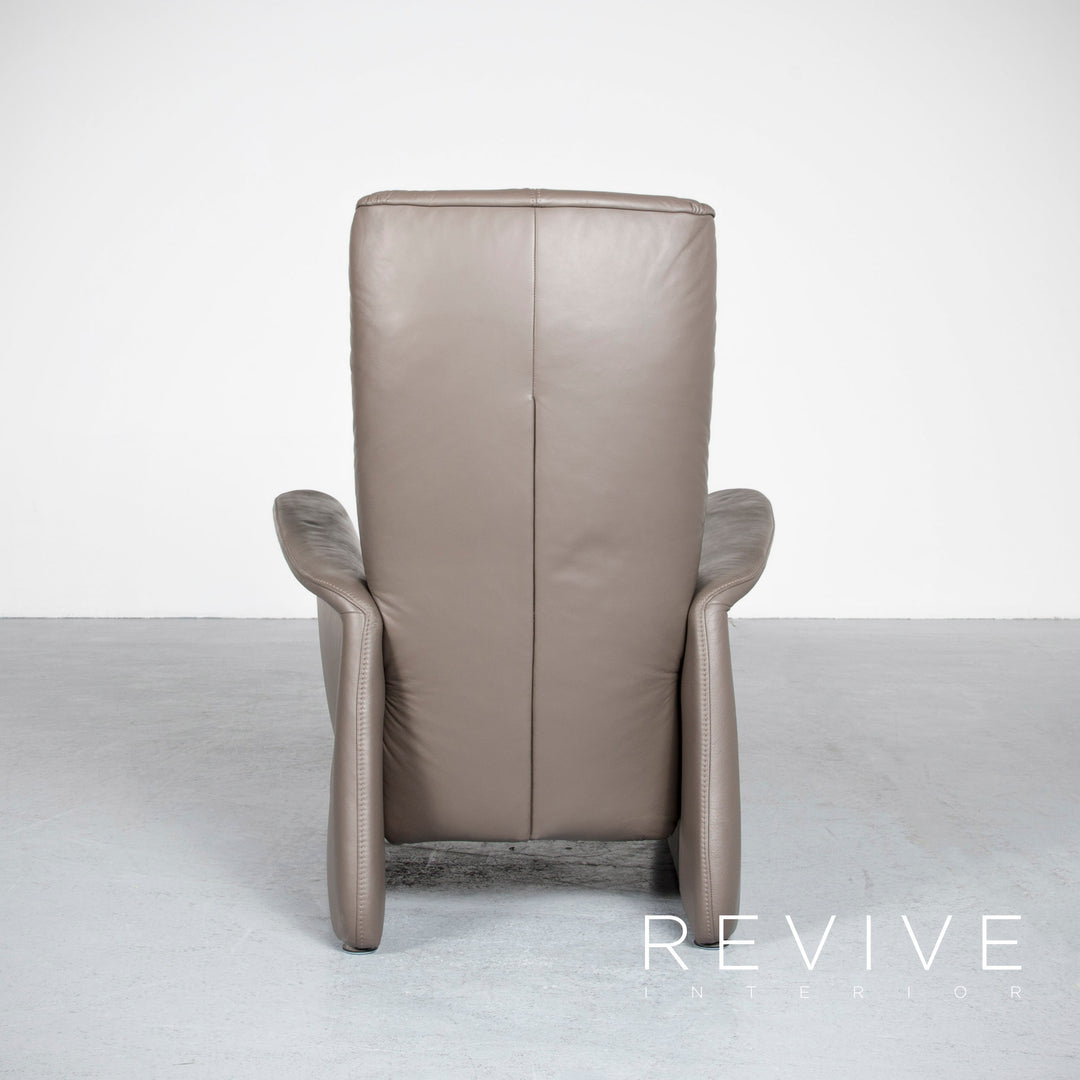 Himolla Designer Leder Sessel Grau Echtleder Stuhl Relax Funktion #7166