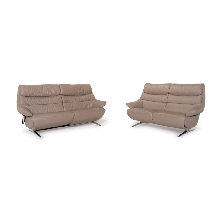 Himolla Easy Comfort 4600 Leder Sofa Garnitur Beige Dreisitzer Zweisitzer elektrische Funktion Easy Komfort #14199