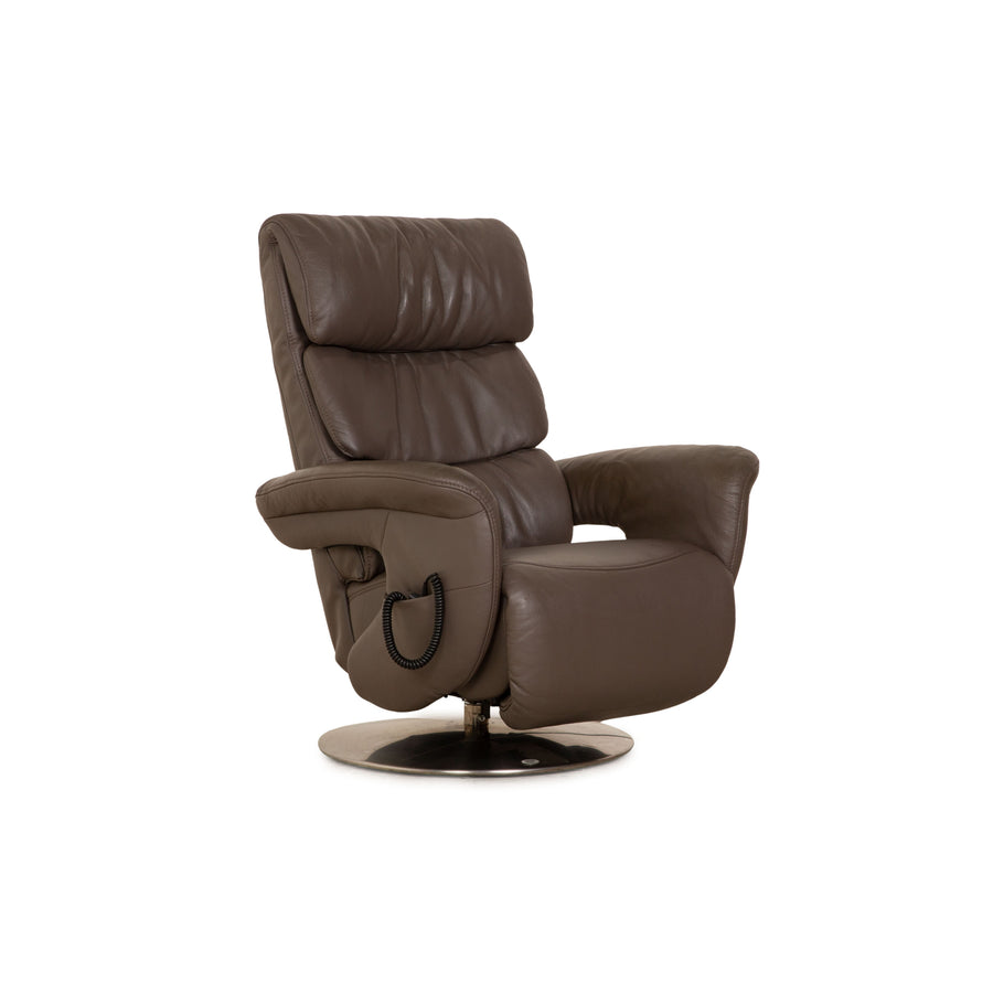 Himolla Easyswing Leather Armchair Brown Taupe electric function