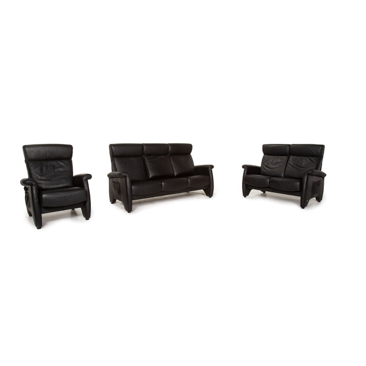 Himolla Ergoline Leather Sofa Set Black Function 1x three-seater 1x two-seater 1x armchair