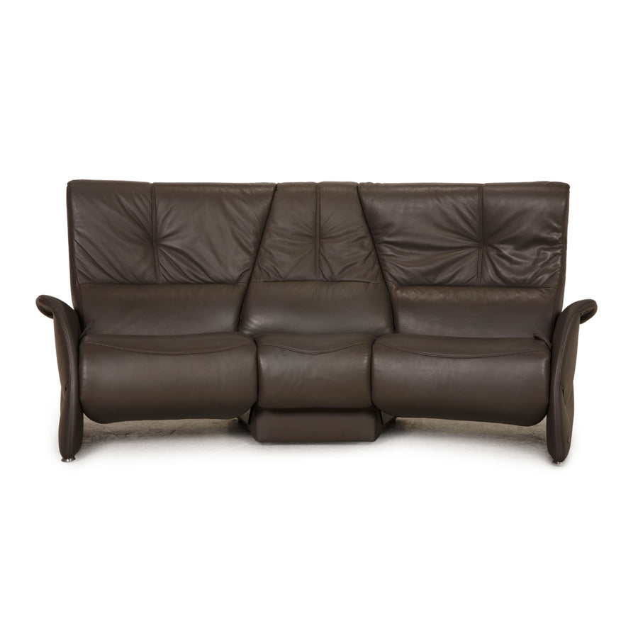 Himolla Ergoline Leder Sofa Grau Dreisitzer Funktion Couch