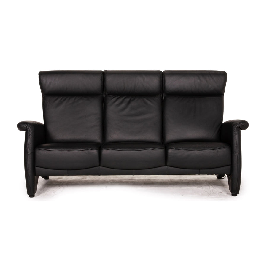 Himolla Ergoline Leather Sofa Black Three Seater Function Couch
