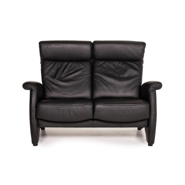 Himolla Ergoline Leder Sofa Schwarz Zweisitzer Funktion Couch
