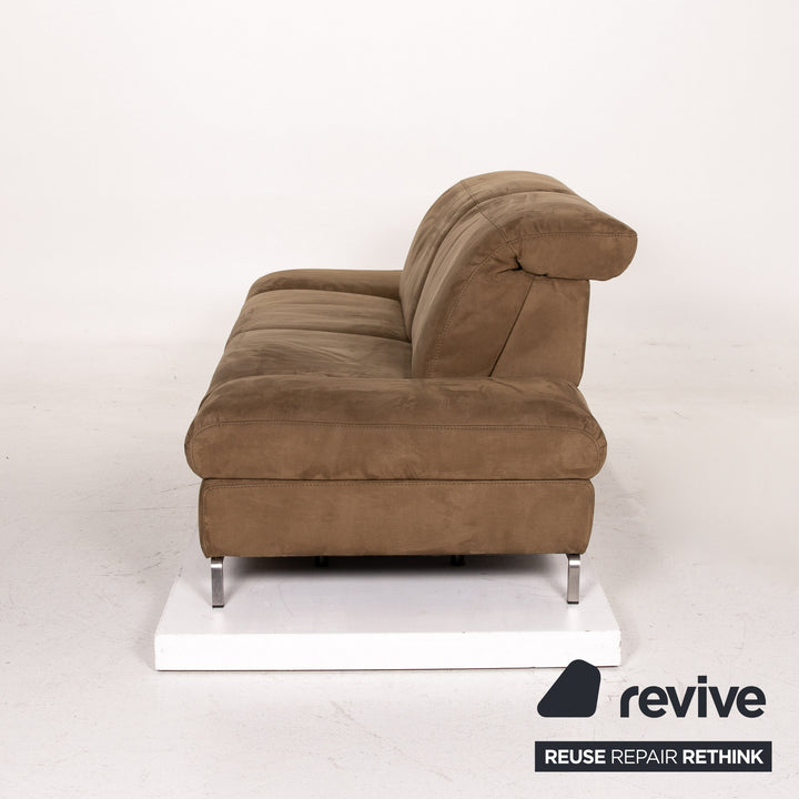 Himolla Inca Alcantara Electric Fabric Olive Green Two Seater Relax Function Couch #14776