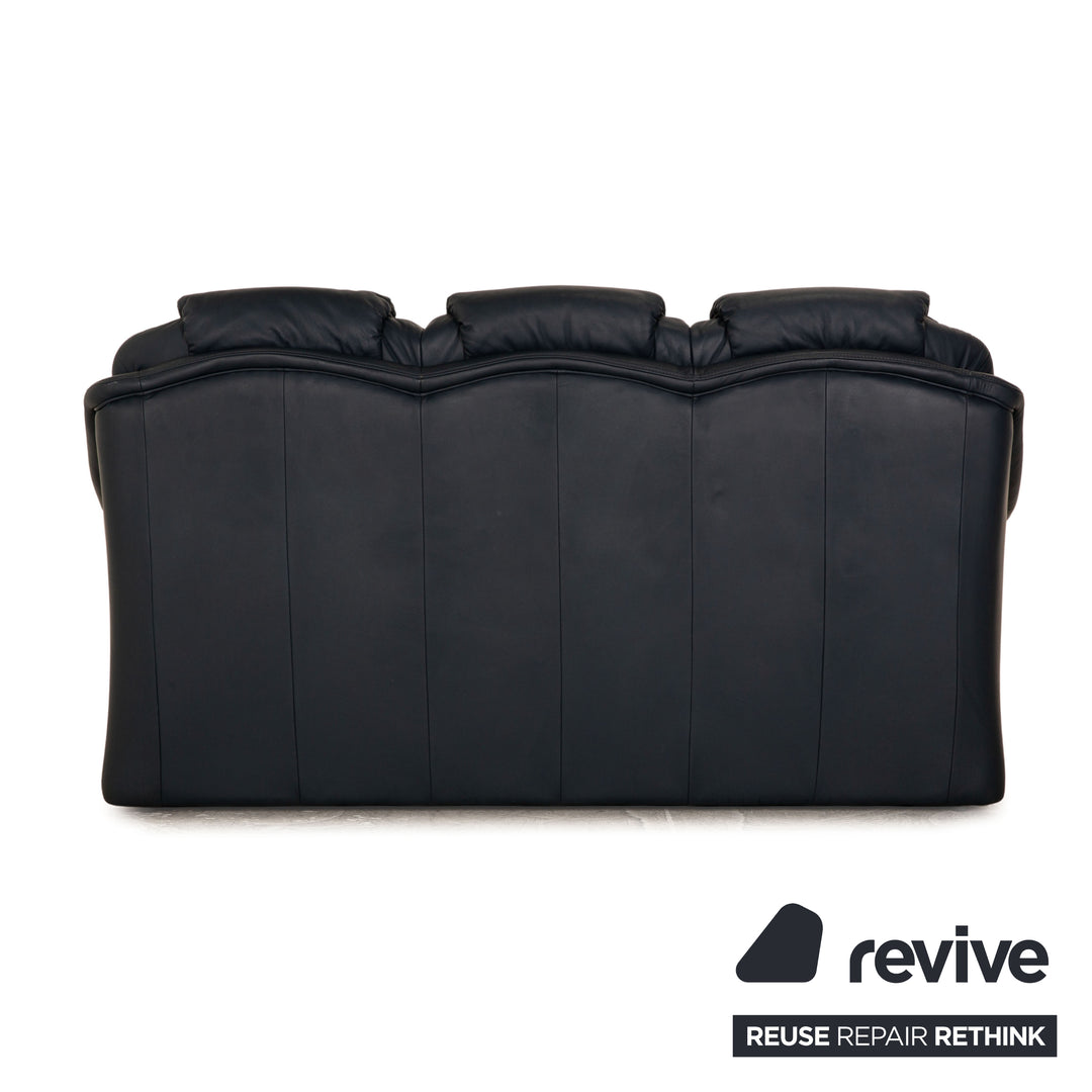 Himolla Leather Three Seater Blue Dark Blue Sofa Couch