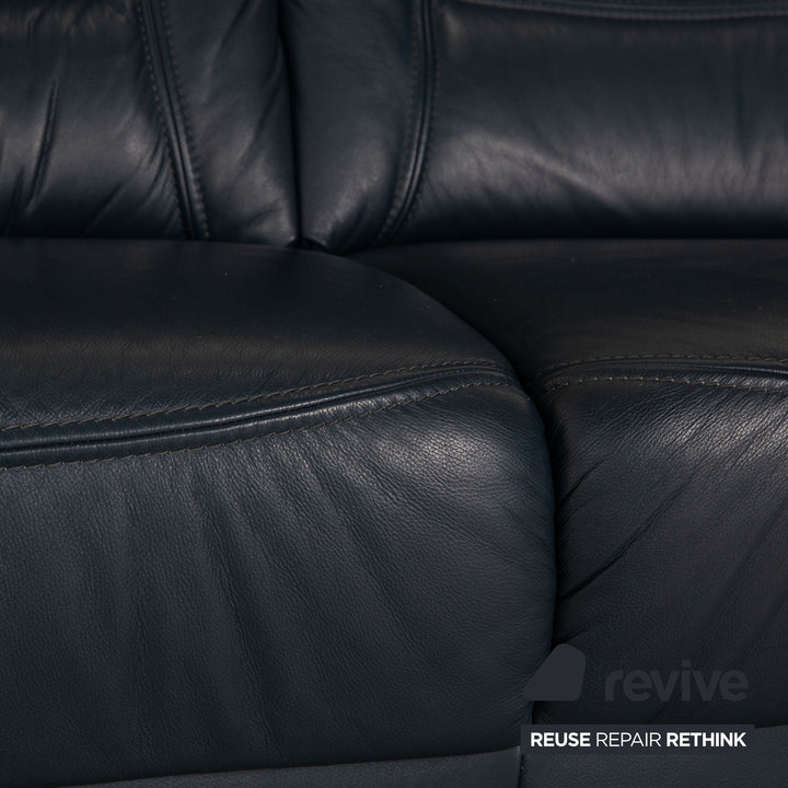 Himolla Leather Three Seater Blue Dark Blue Sofa Couch