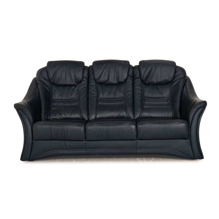 Himolla Leather Three Seater Blue Dark Blue Sofa Couch
