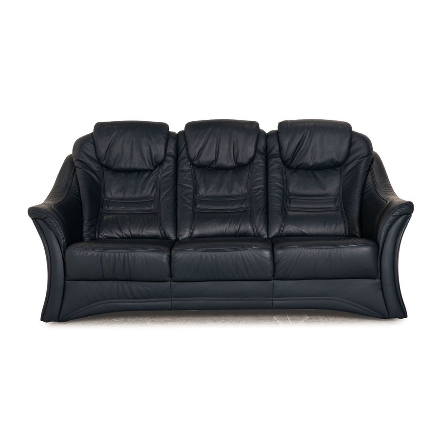 Himolla Leder Dreisitzer Blau Dunkelblau Sofa Couch