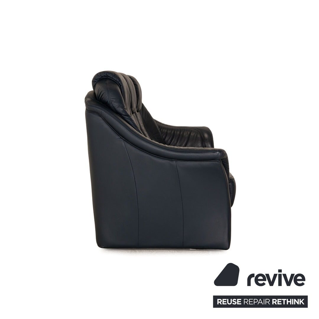 Himolla Leather Three Seater Blue Dark Blue Sofa Couch