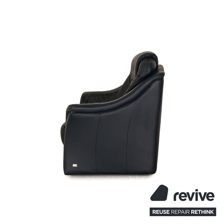 Himolla Leather Three Seater Blue Dark Blue Sofa Couch