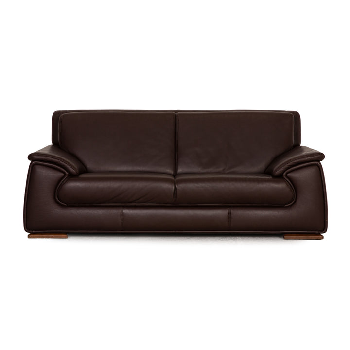 Himolla Leather Three Seater Brown Sofa Couch