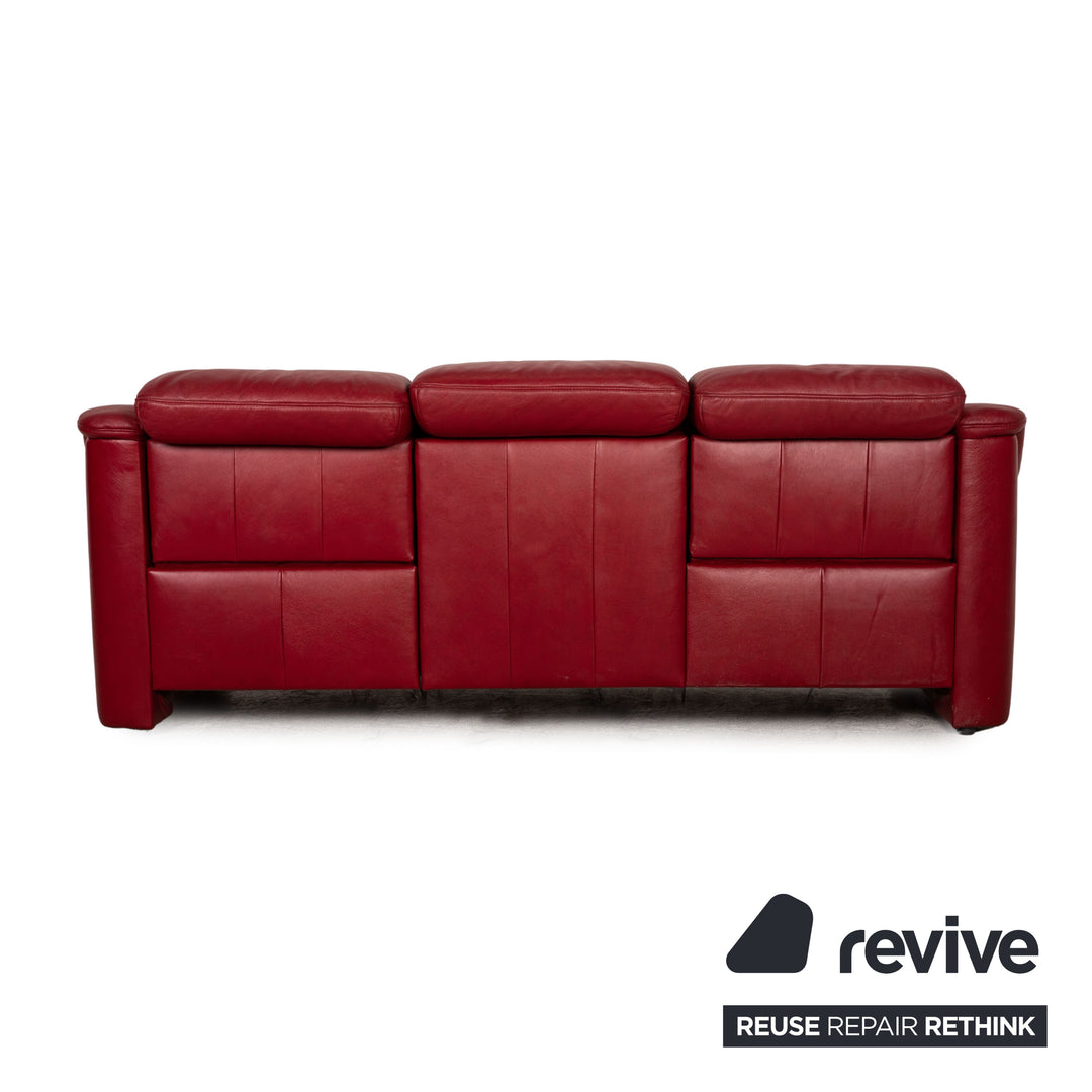 Himolla Leather Three Seater Red Electric Function Sofa Couch