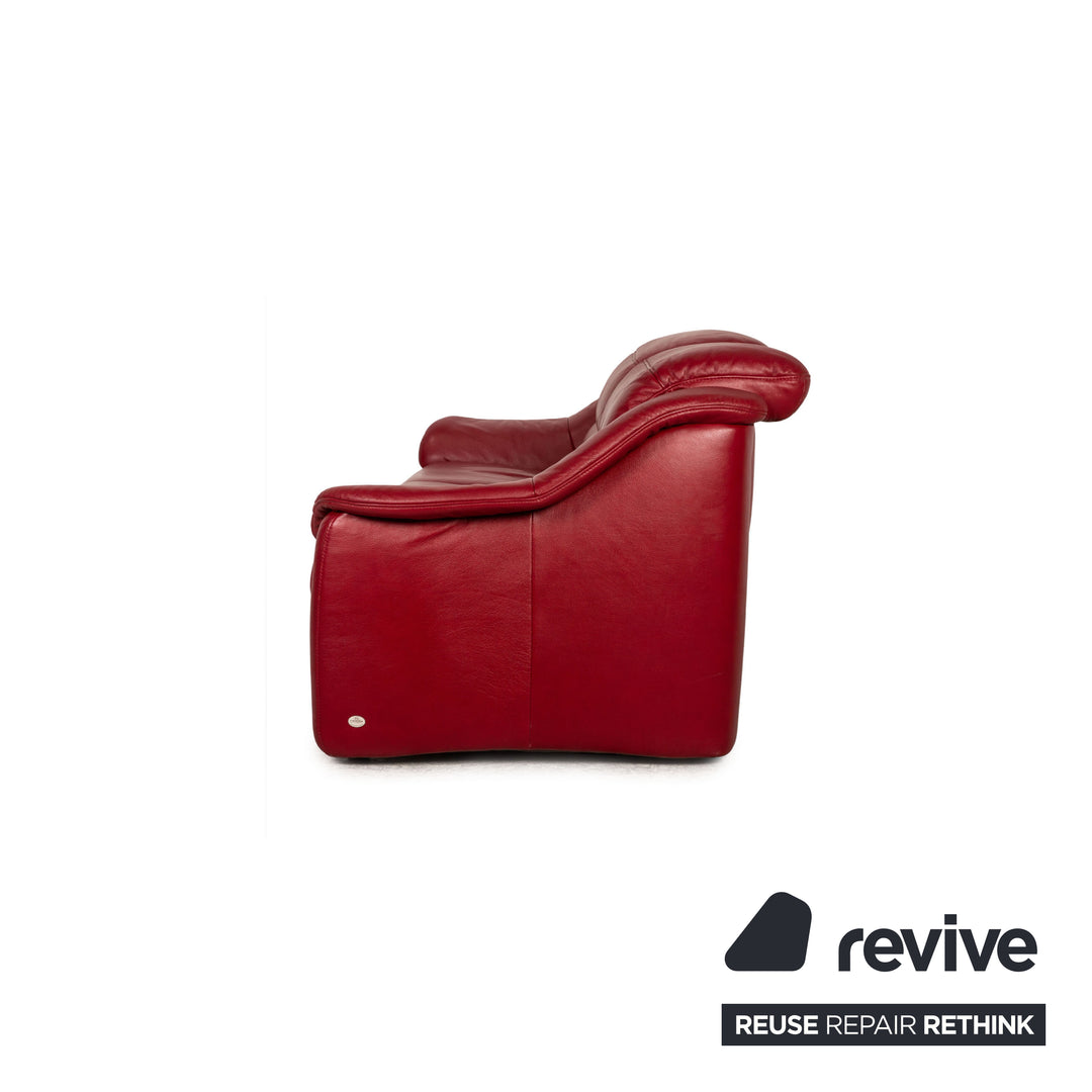 Himolla Leather Three Seater Red Electric Function Sofa Couch