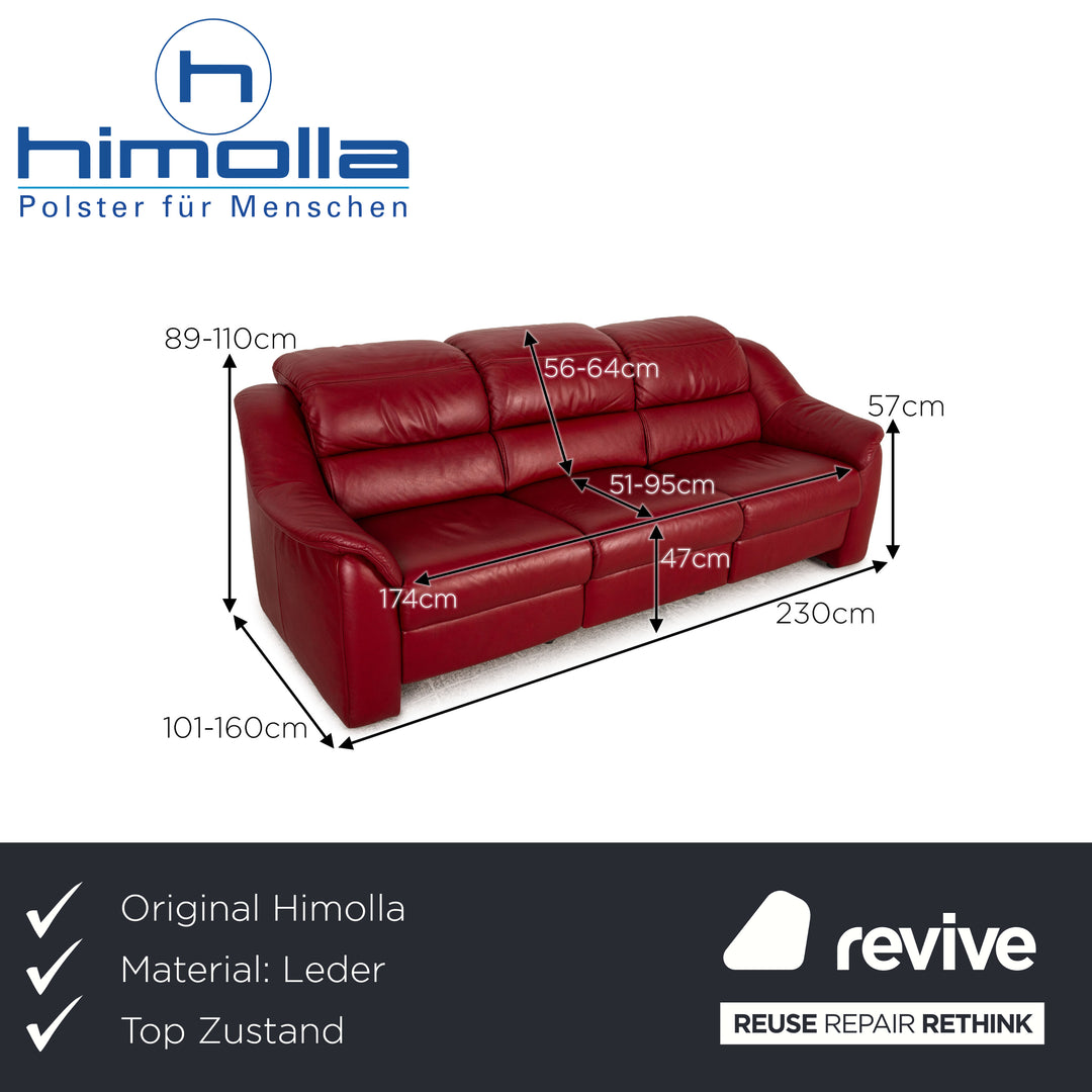 Himolla Leather Three Seater Red Electric Function Sofa Couch