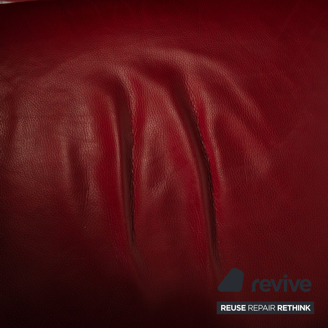 Himolla Leather Three Seater Red Electric Function Sofa Couch