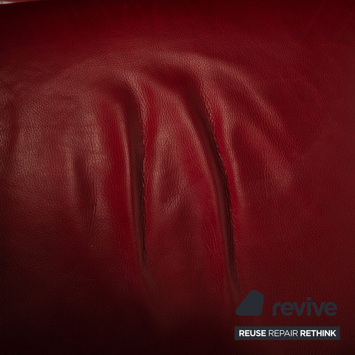 Himolla Leather Three Seater Red Electric Function Sofa Couch