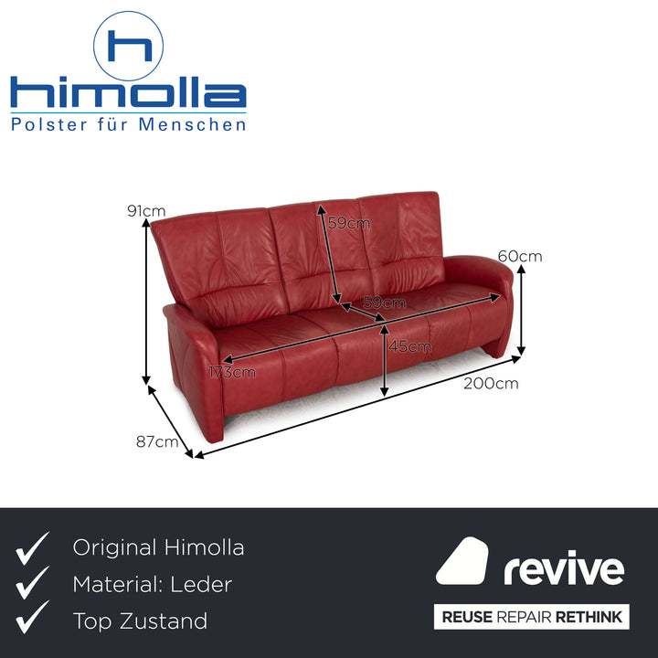 Himolla Leder Dreisitzer Rot Sofa Couch