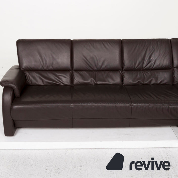 Musterring Leather Corner Sofa Brown Dark Brown Couch #12945
