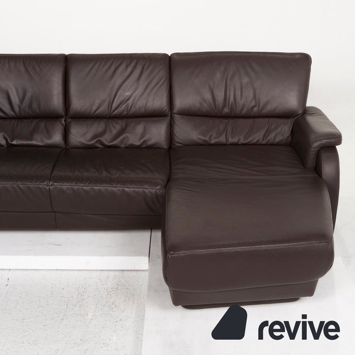 Musterring Leather Corner Sofa Brown Dark Brown Couch #12945