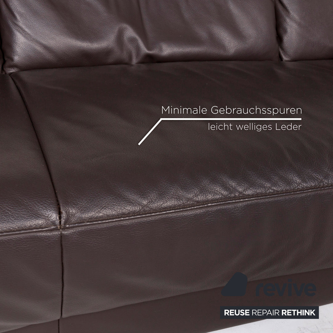 Musterring Leder Ecksofa Braun Dunkelbraun Couch #12945