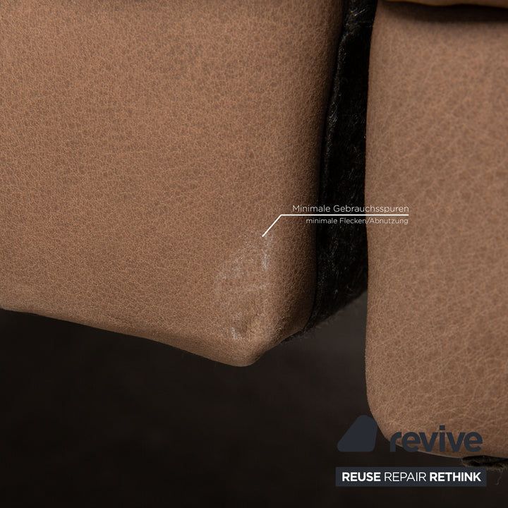 Himolla leather corner sofa taupe beige sofa couch function chaise longue on the right