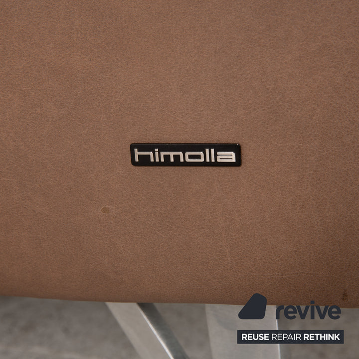 Himolla leather corner sofa taupe beige sofa couch function chaise longue on the right