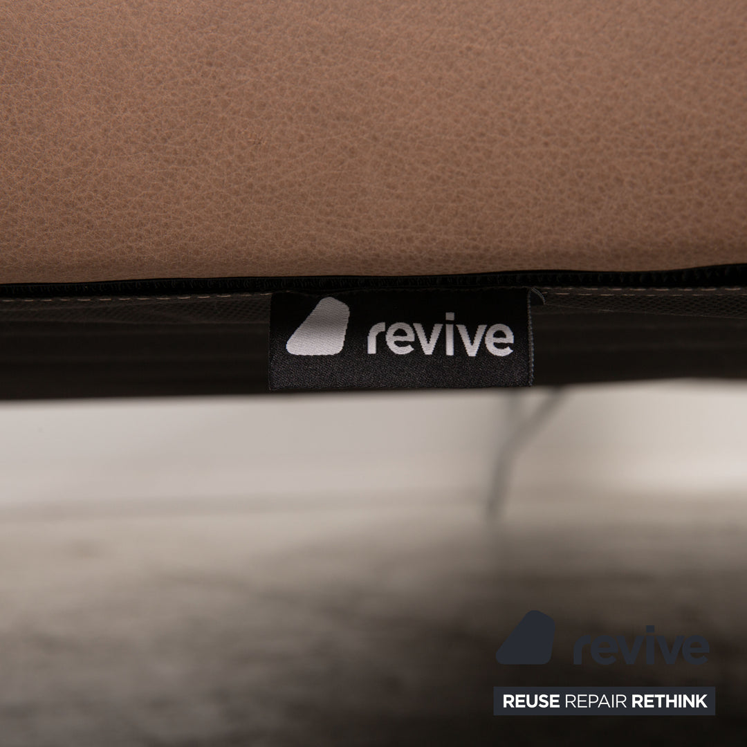 Himolla leather corner sofa taupe beige sofa couch function chaise longue on the right