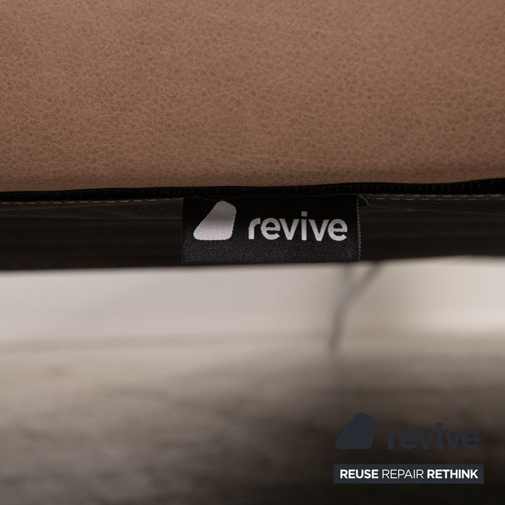 Himolla leather corner sofa taupe beige sofa couch function chaise longue on the right