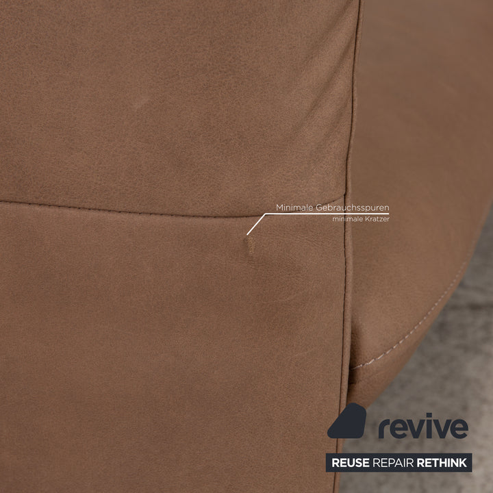 Himolla leather corner sofa taupe beige sofa couch function chaise longue on the right