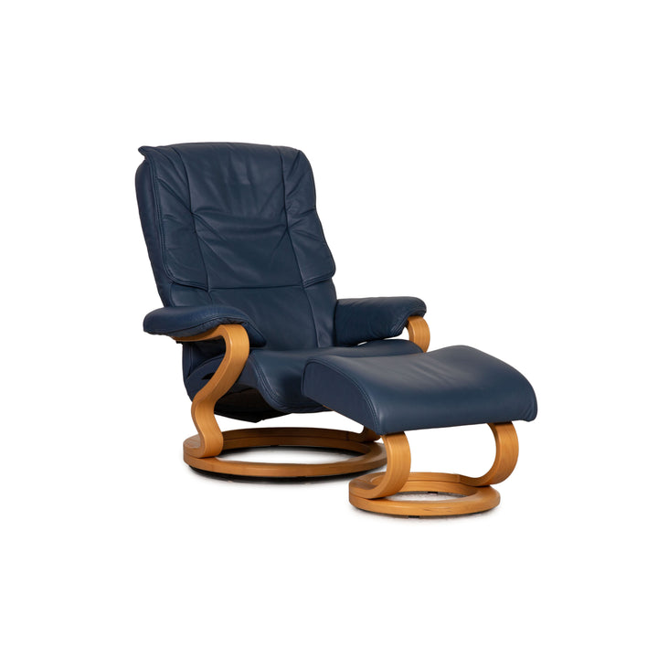 Himolla leather armchair blue function incl. footstool