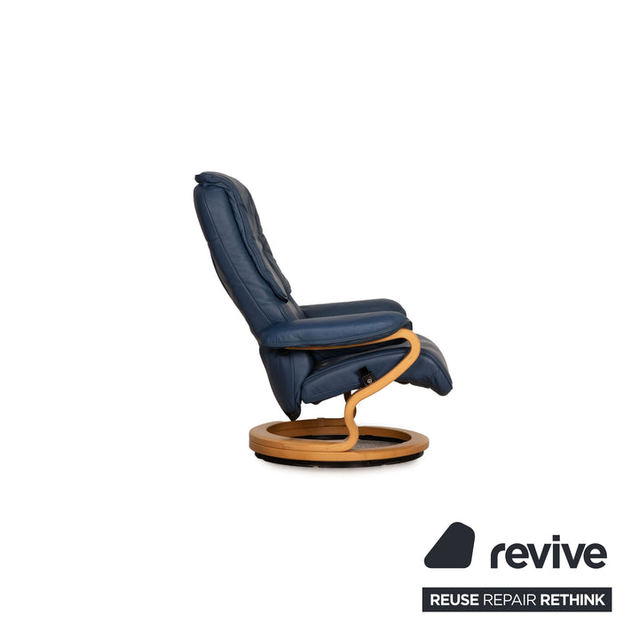Himolla leather armchair blue function incl. footstool