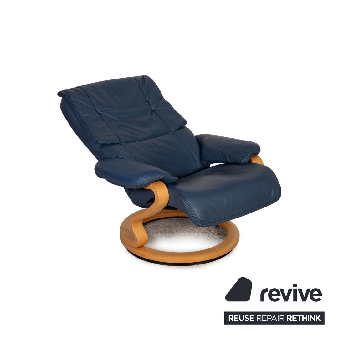Himolla leather armchair blue function incl. footstool
