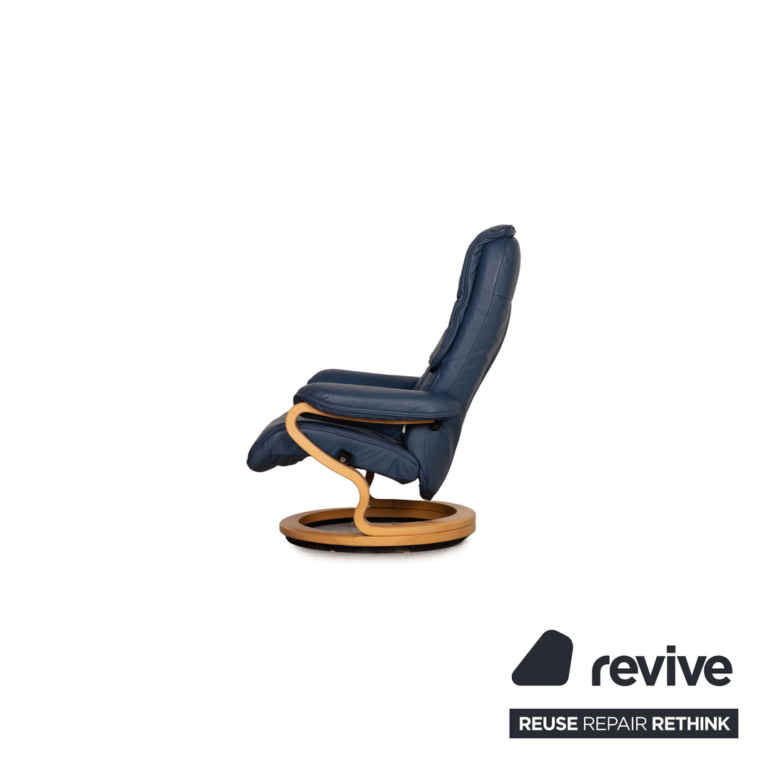 Himolla leather armchair blue function incl. footstool