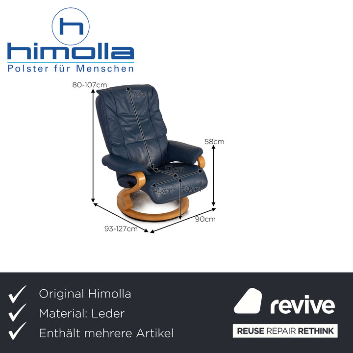 Himolla leather armchair blue function incl. footstool