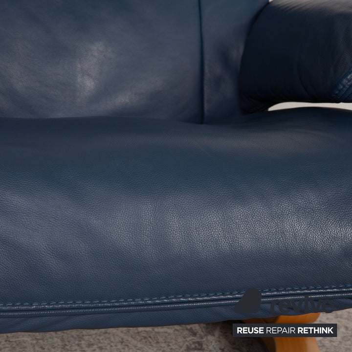 Himolla leather armchair blue function incl. footstool