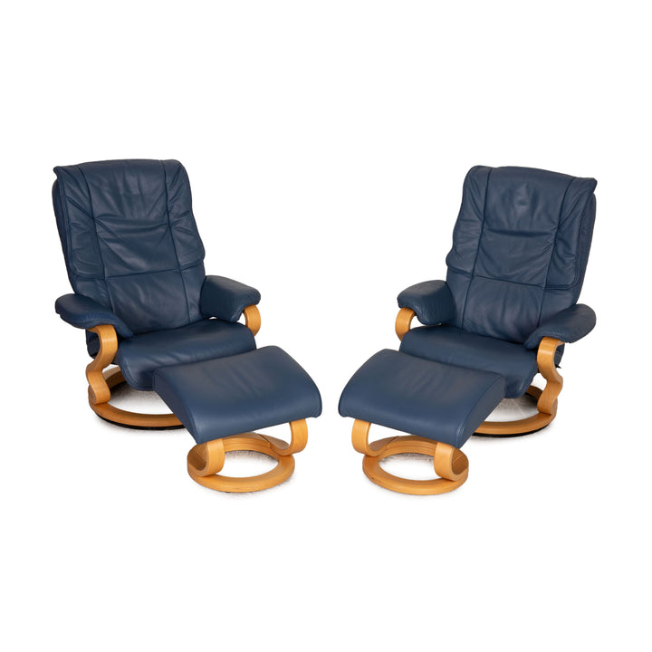 Himolla leather armchair blue function incl. footstool