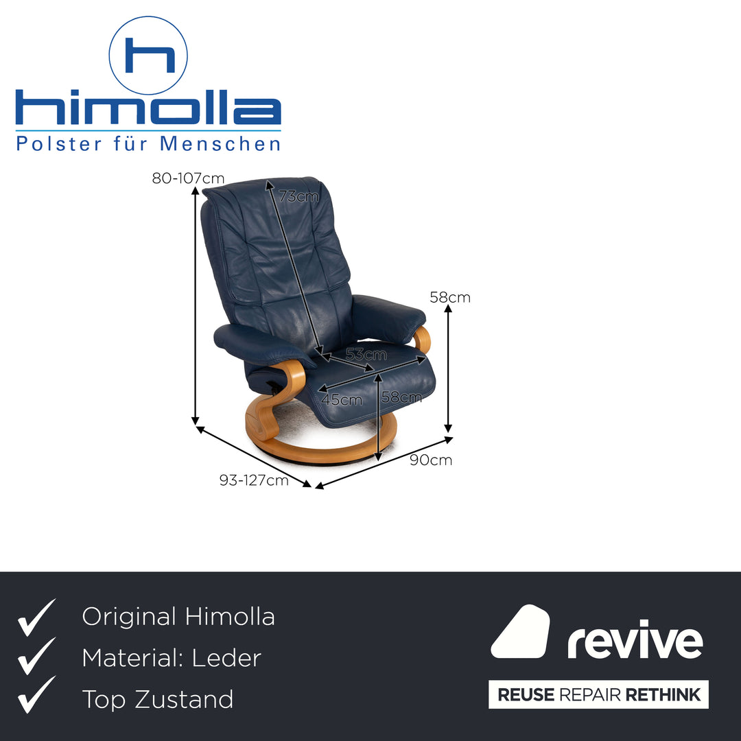 Himolla Leder Sessel Blau Funktion inkl. Hocker