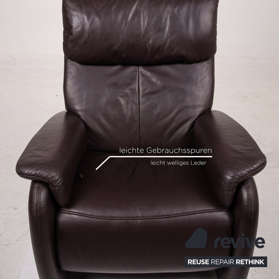 Himolla Leather Armchair Brown Dark brown relax function function relax chair