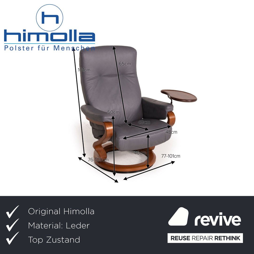 Himolla Leather Armchair Gray Relaxation Table