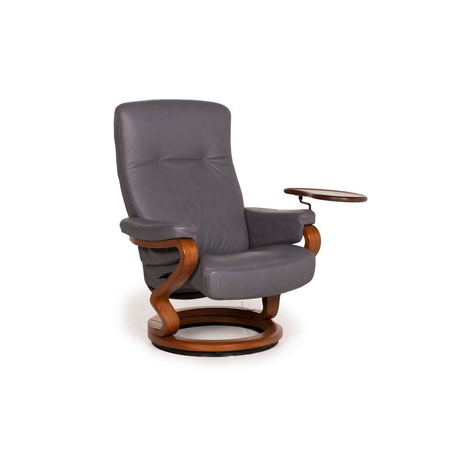 Himolla Leather Armchair Gray Relaxation Table
