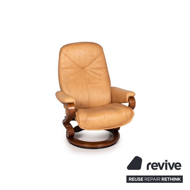 Himolla leather armchair incl. stool ocher function relaxation function