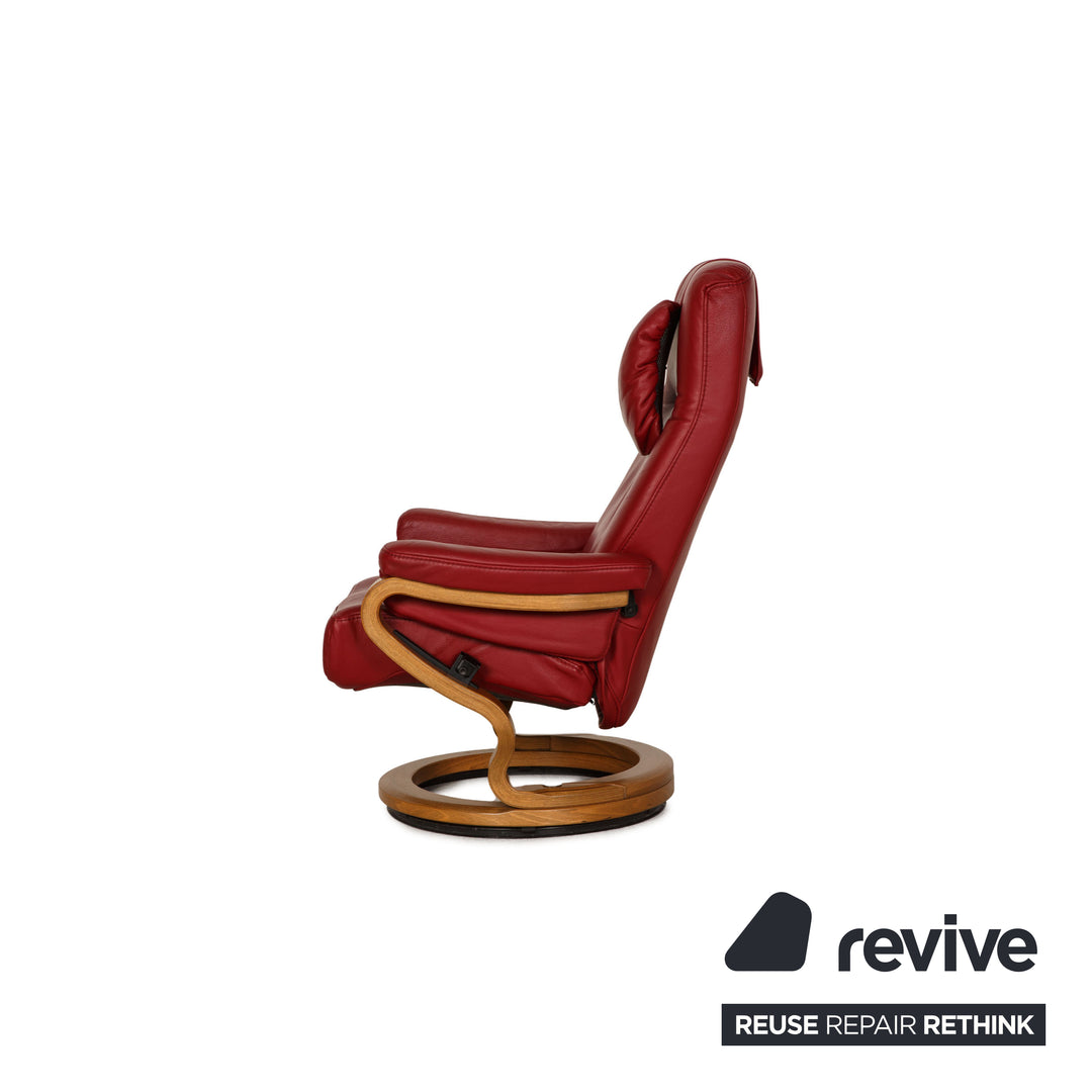 Himolla leather armchair red incl. stool function relaxation function