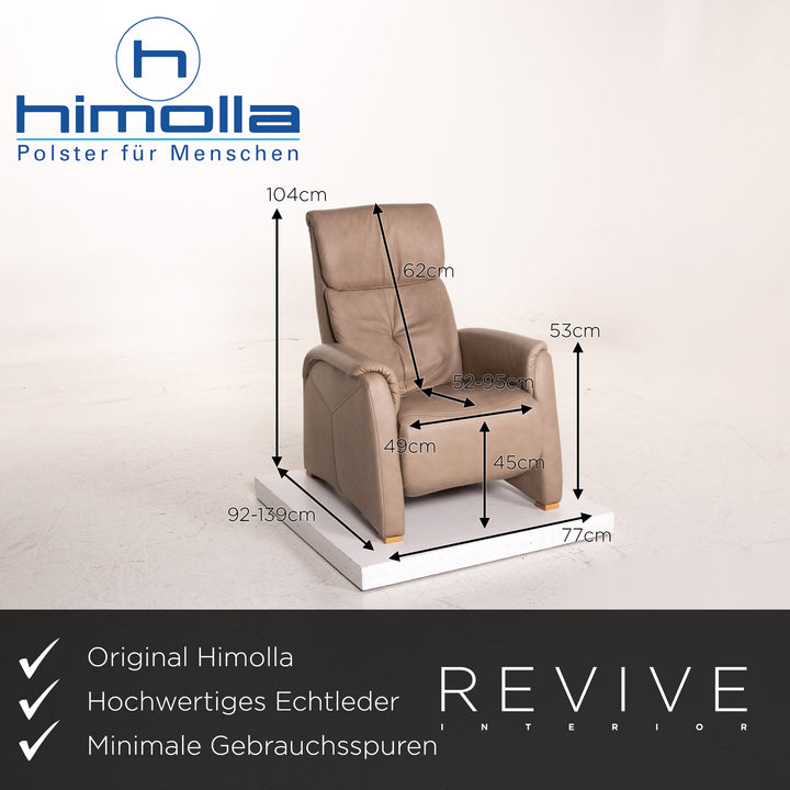 Himolla leather armchair taupe grey-beige relax function function relax armchair #15320