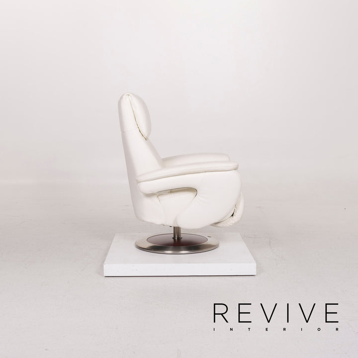 Fauteuil en cuir Himolla blanc avec fonction #12420