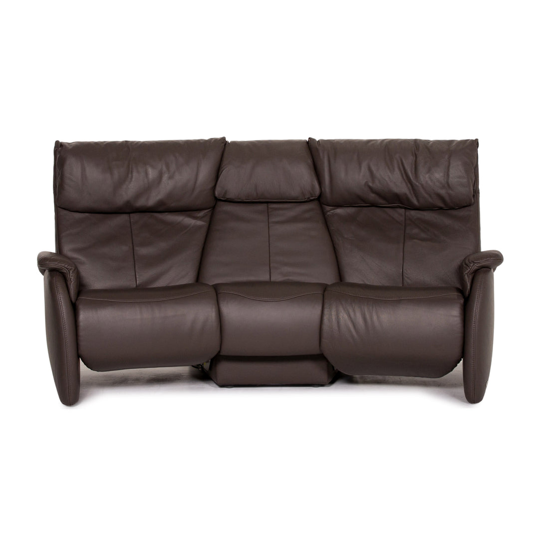 Himolla leather sofa anthracite grey-brown electric function three-seater relax function function home cinema sofa couch #13887