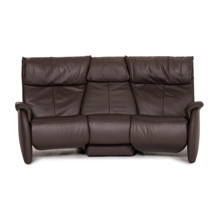 Himolla leather sofa anthracite grey-brown electric function three-seater relax function function home cinema sofa couch #13887