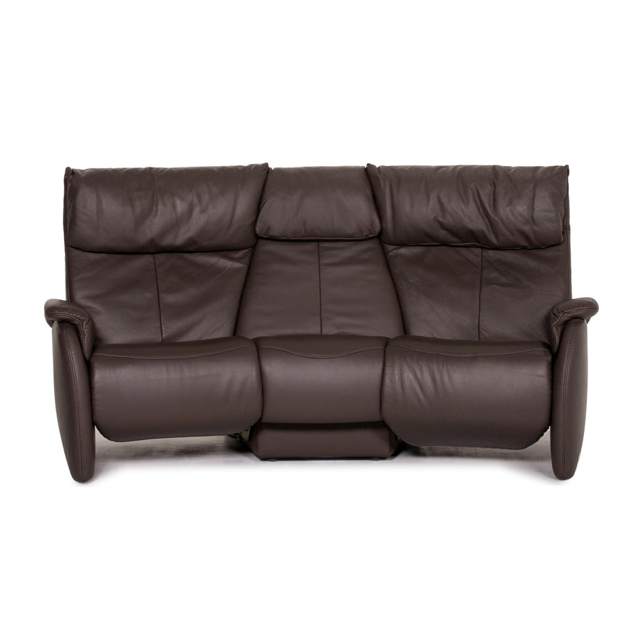 Himolla leather sofa anthracite grey-brown electric function three-seater relax function function home cinema sofa couch #13887