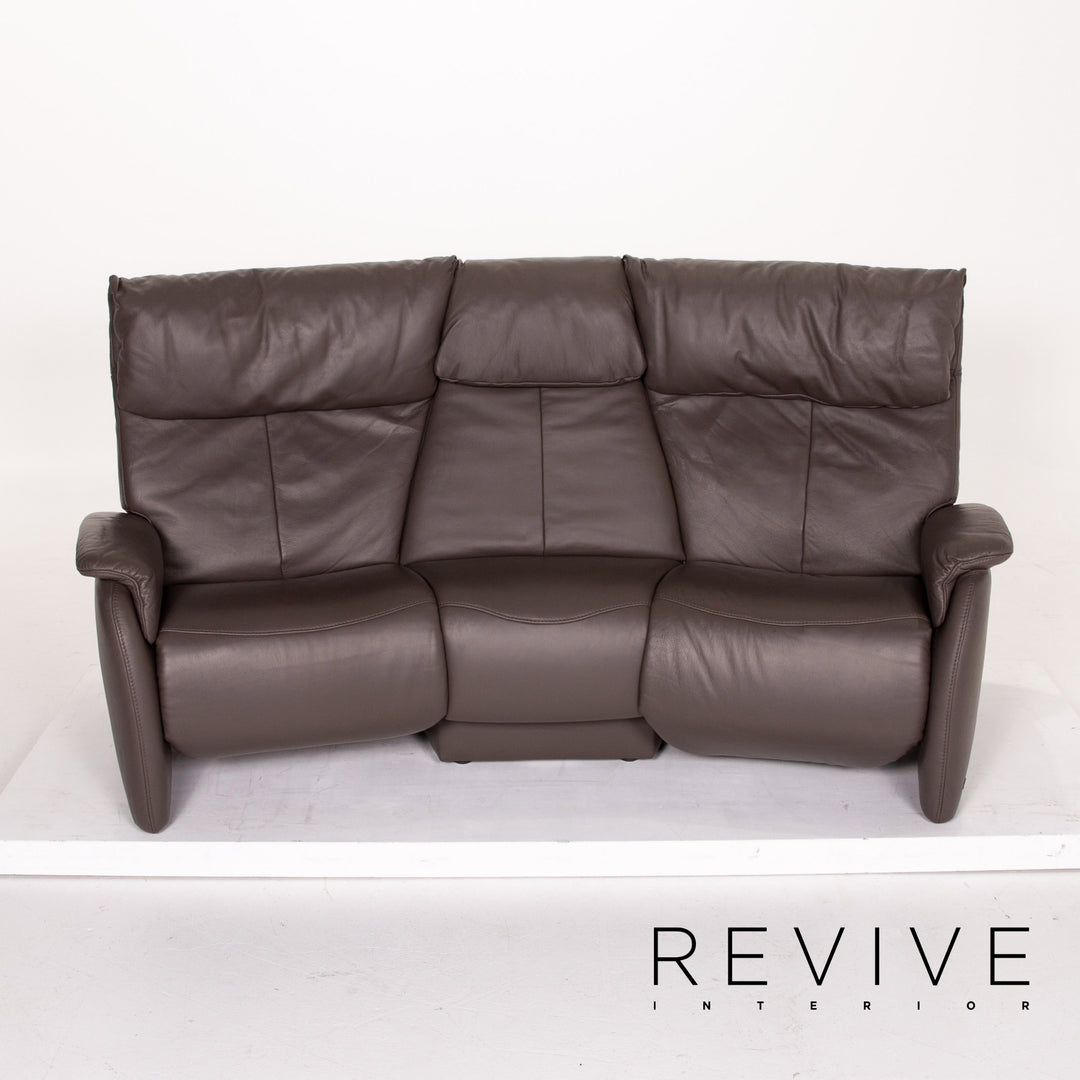 Himolla leather sofa anthracite grey-brown electric function three-seater relax function function home cinema sofa couch #13887